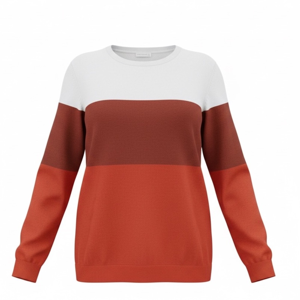 Retrology Sweater Orange/White Colorblock Crewneck in Sizes 1X & 2X ‎ NWT - Picture 2 of 13
